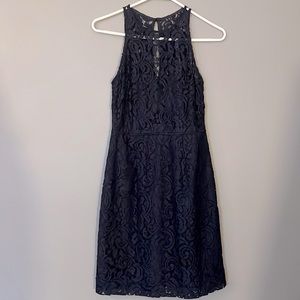 J. Crew Pamela Leavers Lace Halter Dress Navy Blue